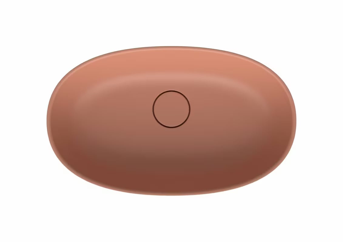 Rožiniai pastatomas ant stalviršio praustuvas SAT Aula 60x36 cm iš lieto marmuro be perpylimo