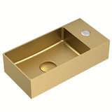 Pakabinami nerūdijančio plieno mažas praustuvas SAT Aurum 36,5 x 18 cm, šlifuoto aukso spalvos