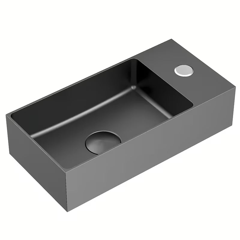 Pakabinami nerūdijančio plieno mažas praustuvas SAT Aurum 36,5 x 18 cm, spalva gun metal