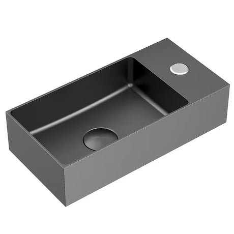 Pakabinami nerūdijančio plieno mažas praustuvas SAT Aurum 36,5 x 18 cm, spalva gun metal