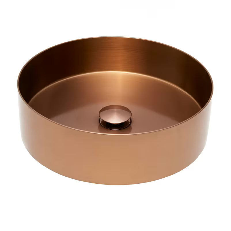 Apvalus pastatomas ant stalviršio praustuvas SAT Aurum 38 cm, šlifuotos rose gold spalvos, plonasieniis