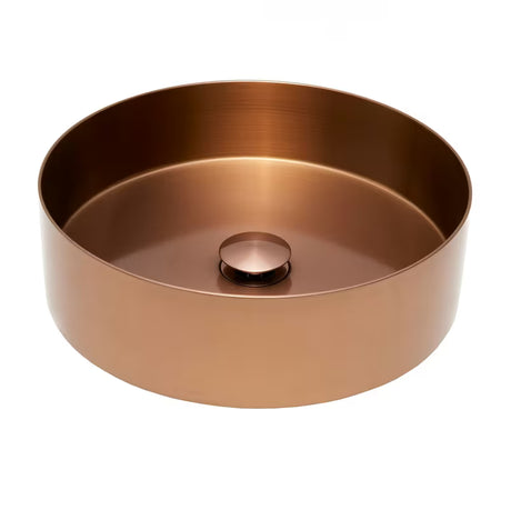 Apvalus pastatomas ant stalviršio praustuvas SAT Aurum 38 cm, šlifuotos rose gold spalvos, plonasieniis