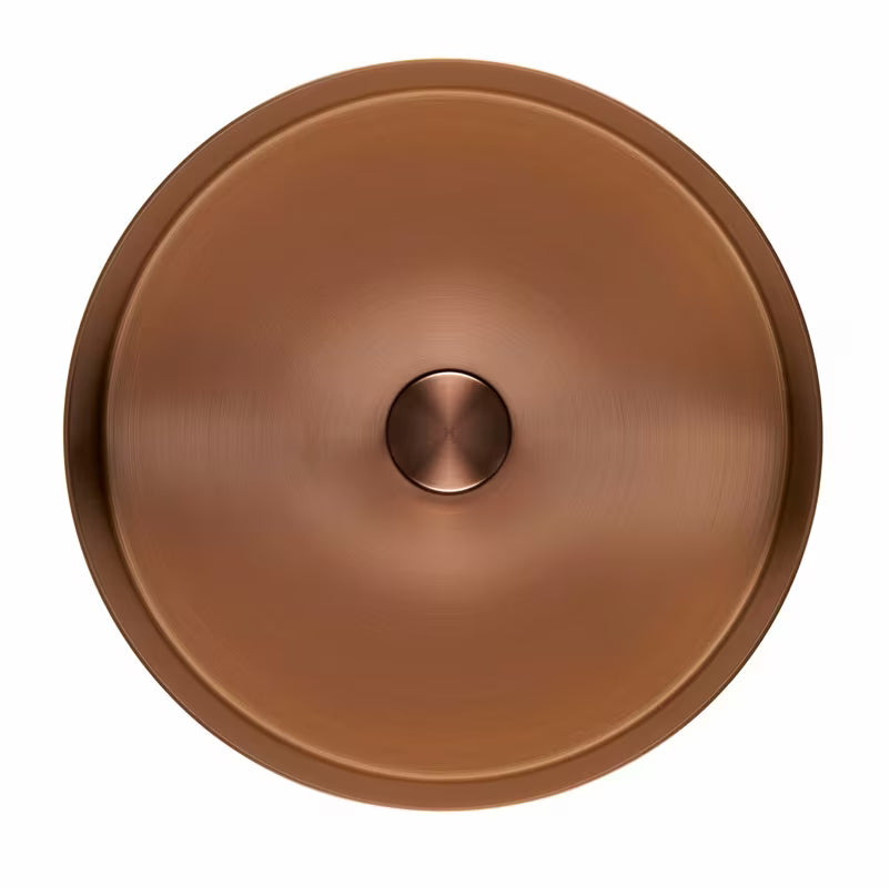 Apvalus pastatomas ant stalviršio praustuvas SAT Aurum 38 cm, šlifuotos rose gold spalvos, plonasieniis