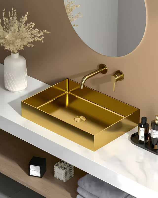 SAT Aurum pastatomas ant stalviršio praustuvas iš nerūdijančio plieno, spalva gold, 55 x 38 cm.