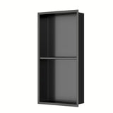 Dušo niša SAT Aurum iš 304 nerūdijančiojo plieno, gun metal spalvos, su rėmu ir antra lentynėle
