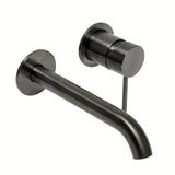 Potinkinė svirtinis praustuvo maišytuvas SAT Aurum, šlifuoto gun metal apdailos, apvalaus dizaino.