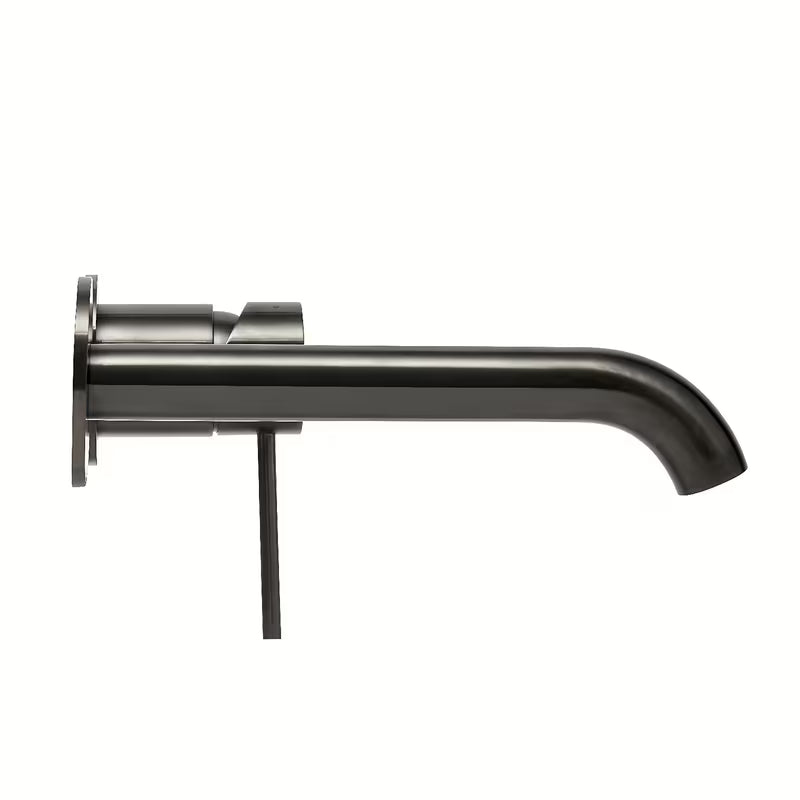 Potinkinė svirtinis praustuvo maišytuvas SAT Aurum, šlifuoto gun metal apdailos, apvalaus dizaino.