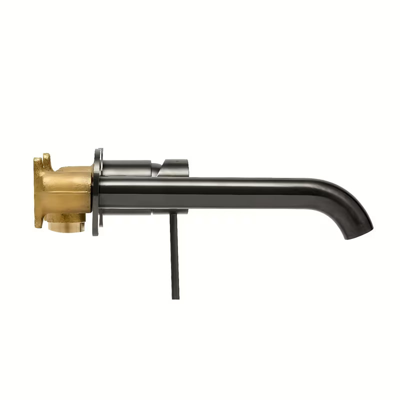 Potinkinė svirtinis praustuvo maišytuvas SAT Aurum, šlifuoto gun metal apdailos, apvalaus dizaino.