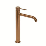 Aukšta svirtinis praustuvo maišytuvas SAT Aurum, paviršius – rose gold brushed, apvalaus dizaino