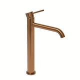 Aukšta svirtinis praustuvo maišytuvas SAT Aurum, paviršius – rose gold brushed, apvalaus dizaino