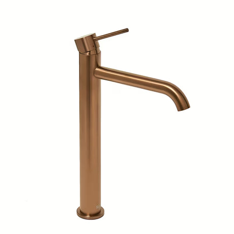 Aukšta svirtinis praustuvo maišytuvas SAT Aurum, paviršius – rose gold brushed, apvalaus dizaino