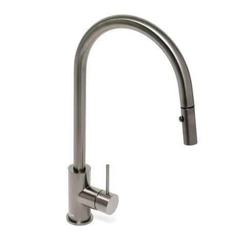 Virtuvinis maišytuvas SAT Aurum su ištraukiamu dušeliu, šlifuoto gun metal apdailos.