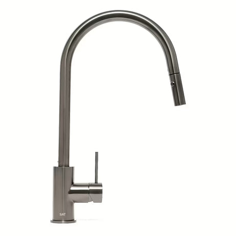 Virtuvinis maišytuvas SAT Aurum su ištraukiamu dušeliu, šlifuoto gun metal apdailos.