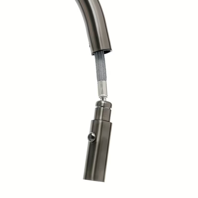 Virtuvinis maišytuvas SAT Aurum su ištraukiamu dušeliu, šlifuoto gun metal apdailos.