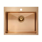 Virtuvės plautuvė SAT Aurum iš šlifuoto nerūdijančio plieno, spalva rose gold, pro montavimas ant stalviršio .