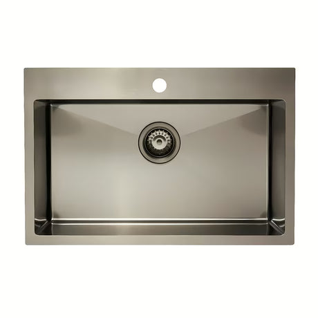 Nerūdijančio plieno virtuvinė vieno dubens plautuvė SAT Aurum gun metal pro montavimas ant stalviršio , 68x45x21 cm.