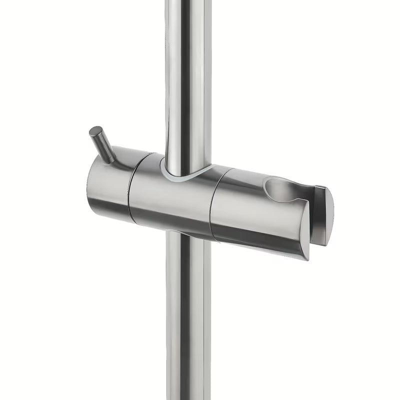 Dušo sistema SAT Aurum su termostatiniu maišytuvu šlifuoto gun metal apdailos, su viršutiniu ir rankiniu dušu.