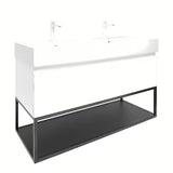 Pakabinama spintelė SAT B-Way s su dvigubu praustuvu, baltos blizgios spalvos, 119x45x30 cm
