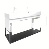 Pakabinama spintelė SAT B-Way s su dvigubu praustuvu, baltos blizgios spalvos, 119x45x30 cm