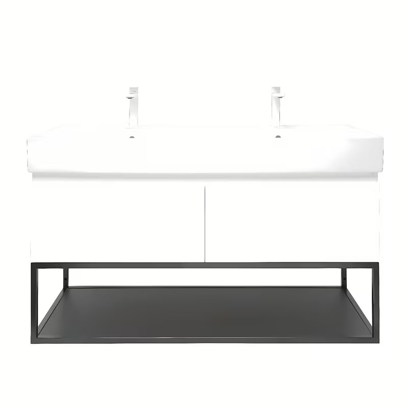 Pakabinama spintelė SAT B-Way s su dvigubu praustuvu, baltos blizgios spalvos, 119x45x30 cm