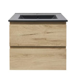 Pakabinama vonios spintelė SAT B-Way ąžuolo dekoro spintelė su keraminiu praustuvu ir dviem stalčiais