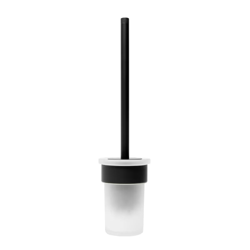 Sieninė WC šepetys SAT B-Way R matinės juodos spalvos, apvalaus minimalistinio dizaino.