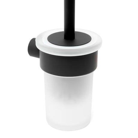 Sieninė WC šepetys SAT B-Way R matinės juodos spalvos, apvalaus minimalistinio dizaino.