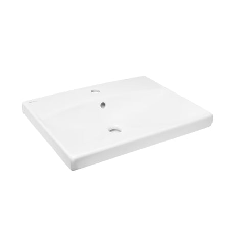 Baltas pakabinami keraminis praustuvas SAT Brevis 60x45 cm su persipylimo anga ir anga pro maišytuvui