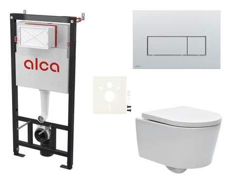 Pakabinami WC komplektas SAT Brevis su potinkiniu moduliu, nuleidimo mygtuku ir sėdyne softclose