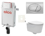 Pakabinami WC komplektas SAT Brevis su potinkiniu bakeliu Alca, nuleidimo mygtuku ir sėdyne su softclose