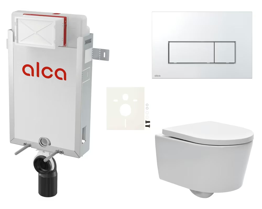 Pakabinami WC komplektas SAT Brevis su potinkiniu moduliu Alca ir duroplasto sėdyne softclose