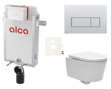 Pakabinami WC komplektas SAT Brevis su potinkiniu moduliu Alca ir nuleidimo mygtuku