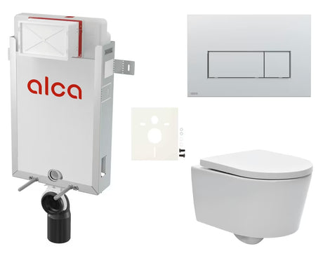 Pakabinami WC komplektas SAT Brevis su potinkiniu moduliu Alca ir nuleidimo mygtuku