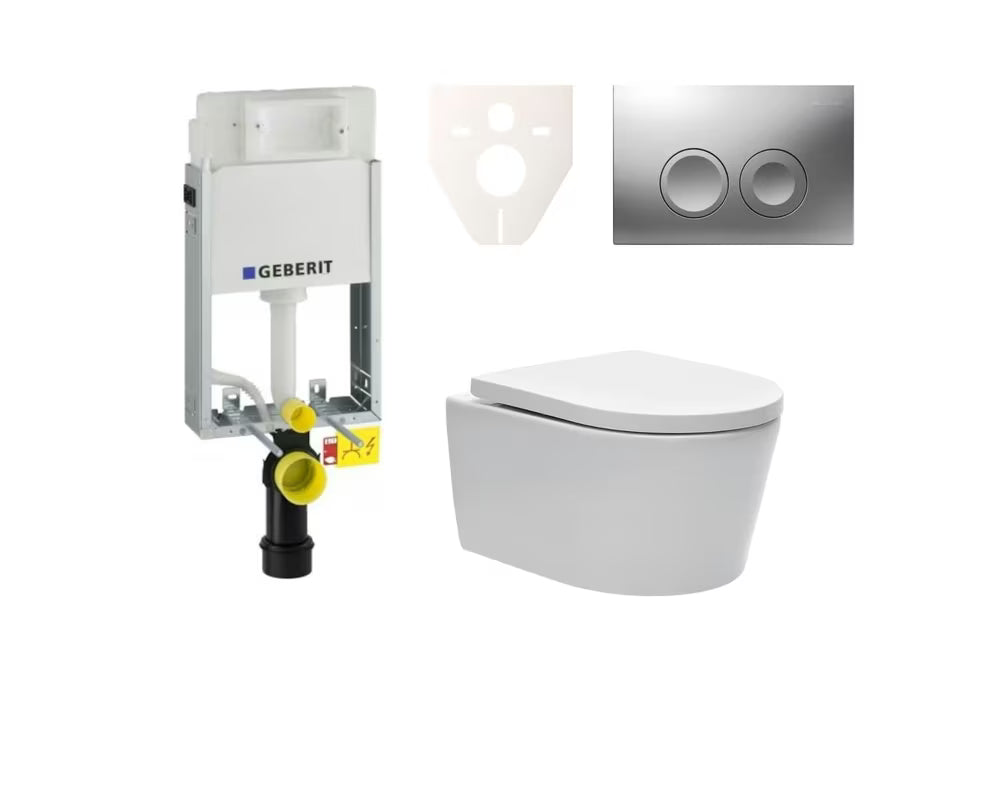 Pakabinami WC komplektas SAT Brevis su potinkiniu moduliu Geberit ir valdymo mygtuku