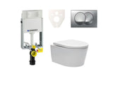 Pakabinami WC komplektas SAT Brevis su potinkiniu moduliu Geberit Kombifix, mygtuku ir sėdyne su softclose bei EasyLock.
