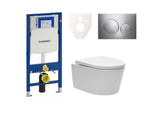 Pakabinami WC komplektas SAT Brevis su montavimo sistema ir bakeliu Geberit Duofix pro montuoti prie sienos