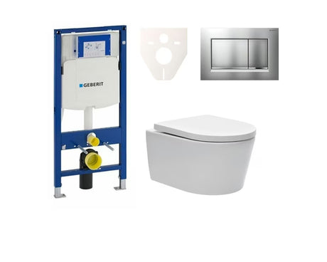 Pakabinami WC komplektas SAT Brevis su moduliu Geberit Duofix, Rimless dubeniu ir sėdyne su softclose