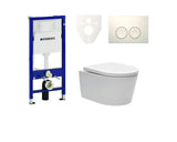 Pakabinami WC komplektas SAT Brevis su potinkiniu moduliu Geberit Duofix, nuleidimo mygtuku ir sėdyne softclose