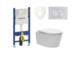 Pakabinami WC komplektas SAT Brevis su potinkiniu moduliu Geberit Delta ir nuleidimo mygtuku