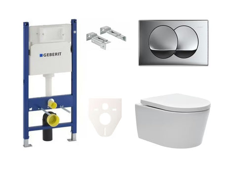 Pakabinami WC komplektas SAT Brevis su potinkiniu moduliu Geberit ir sėdyne su softclose bei EasyLock funkcijomis