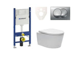 Pakabinami WC komplektas SAT Brevis su potinkiniu bakeliu Geberit Delta ir nuleidimo mygtuku
