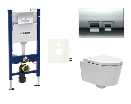 Pakabinami WC komplektas SAT Brevis su moduliu Geberit Duofix, nuleidimo mygtuku Delta ir sėdyne softclose