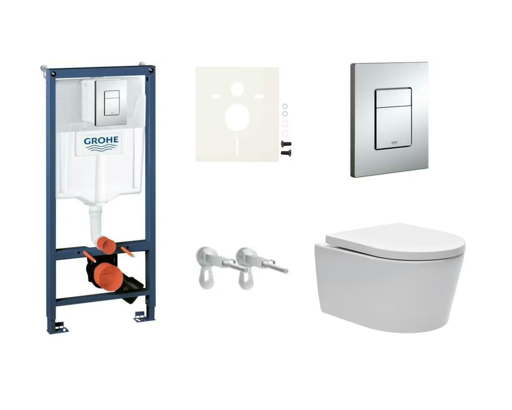 Pakabinami WC komplektas SAT Brevis su moduliu Grohe Rapid SL ir nuleidimo mygtuku Skate Cosmopolitan