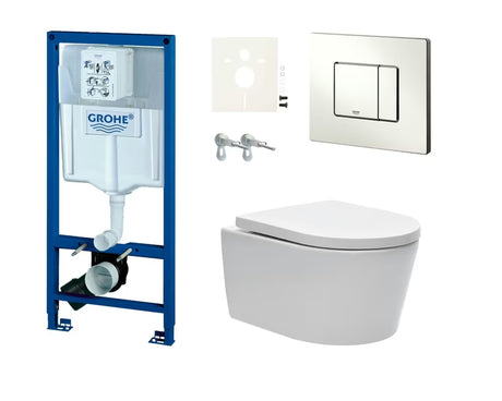 Pakabinami WC komplektas SAT Brevis su potinkiniu moduliu Grohe Rapid SL ir valdymo mygtuku