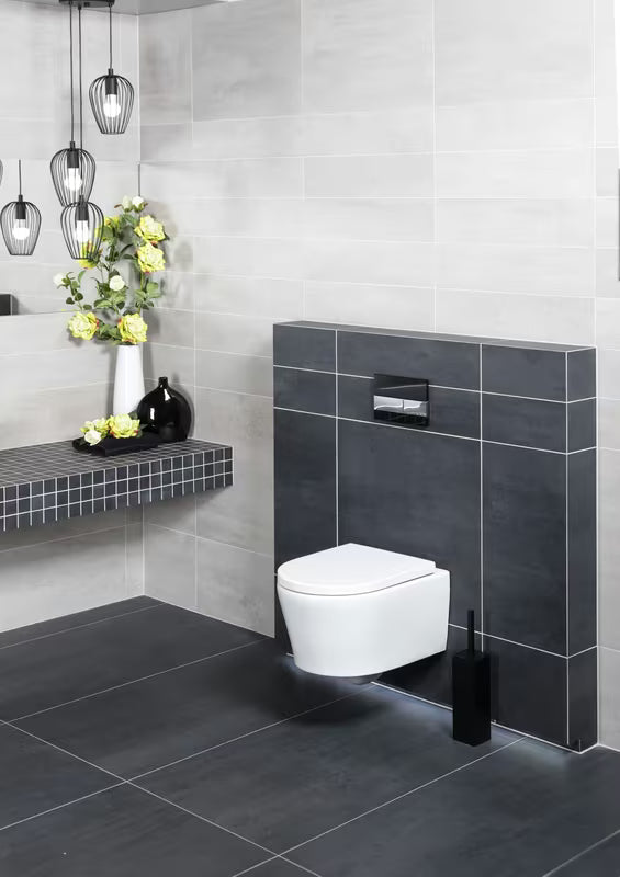 Pakabinami WC komplektas SAT Brevis su potinkiniu bakeliu, nuleidimo mygtuku ir sėdyne softclose