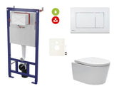 Pakabinami WC komplektas SAT Brevis su potinkiniu bakeliu, nuleidimo mygtuku ir sėdyne softclose