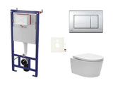 Pakabinami WC komplektas SAT Brevis su potinkiniu moduliu, nuleidimo mygtuku blizgaus chromo spalvos ir sėdyne softclose