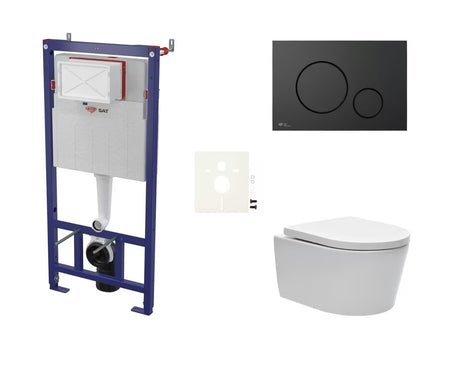 Pakabinami WC komplektas SAT Brevis su potinkiniu moduliu, nuleidimo mygtuku ir sėdyne su funkcija softclose