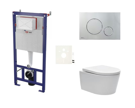 Pakabinami WC komplektas SAT Brevis su potinkiniu moduliu, nuleidimo mygtuku ir sėdyne su softclose ir EasyLock funkcijomis.