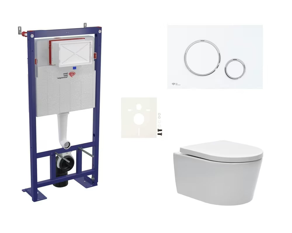 Pakabinami WC komplektas SAT Brevis su potinkiniu moduliu, nuleidimo mygtuku ir sėdyne su softclose bei EasyLock funkcijomis